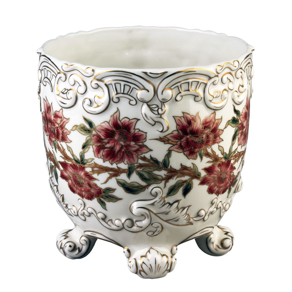 A RARE ANTIQUE HUNGARIAN ZSOLNAY PECS PORCELAIN RETICULATED VASE Painted With Foliage And Vines 19