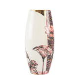 Zsolnay Sissy Holiday hand-painted porcelain vase, 32cm, burgundy colourway with lotus flower motif and gold rim detailing