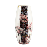 Zsolnay Sissy Holiday hand-painted porcelain vase, 32cm, burgundy colourway with lotus flower motif and gold rim detailing
