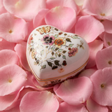 Shop the romantic Zsolnay Butterfly Heart Bonbonier (7x11cm). This heart-shaped porcelain piece features the iconic butterfly pattern, making it the perfect wedding or anniversary gift.