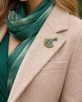 Gingko Eosin Brooch