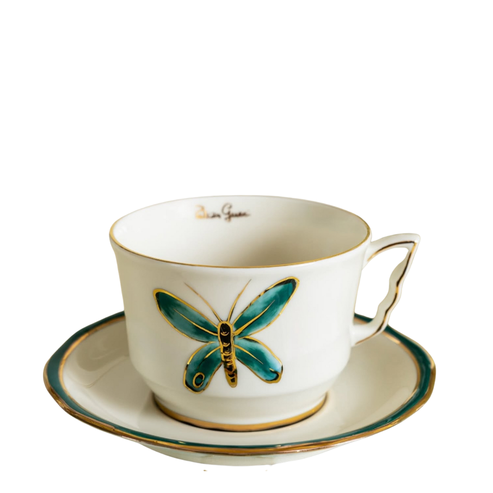 Primavera by Patrizia Gucci - Coffee Cup & Saucer Turquoise – ZSOLNAY