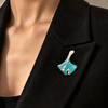 Gingko Turquoise Brooch