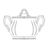 Zsolnay Cornflower porcelain sugar bowl featuring hand-painted blue flowers and 18K gold borders.