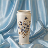 Zsolnay Cornflower porcelain 26cm vase featuring hand-painted blue flowers and 18K gold details.