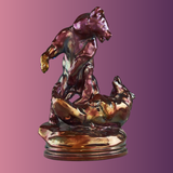 Fighting Bears Figure in full purple,  original Zsolnay Eozin glaze home decor