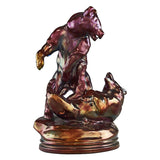 Fighting Bears Figure in full purple,  original Zsolnay Eozin glaze home decor